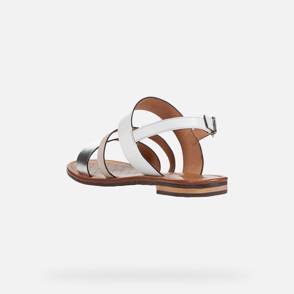 Sandalias Geox Senhora Branco/Prateadas - Sozy - DMGUS4785